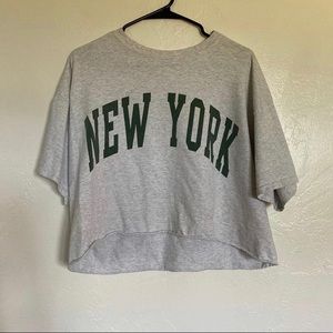 Brandy Melville Oversized Cropped New York Tee